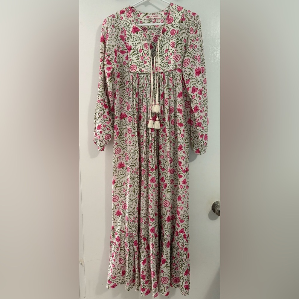 Floral Long Sleeve Dress with Tassels
